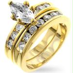 Gold tone & CZ Ring Set